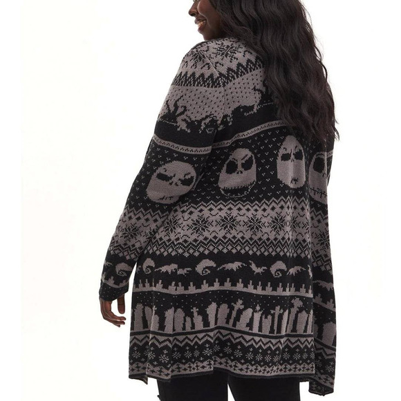 Torrid 3 (3X) Disney Nightmare Christmas Jack Fair Isle Open Cardigan Sweater - Picture 7 of 8